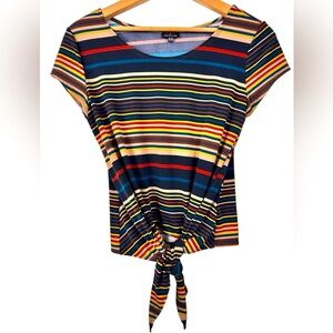 Jules & Leopold retro striped tshirt, Medium, knotted, 70s Hippie Boho